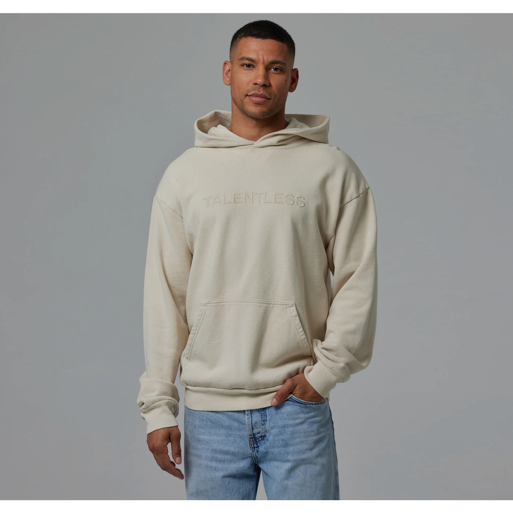 TALENTLESS - MENS HOODIE - CIRCLE LOGO EMBROIDERED (Bone) SIZE S NEW